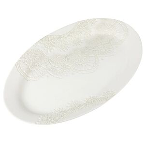 ❤️ 2025 The Pioneer Woman Vintage Lace Cream Floral Embossed Serving Platter